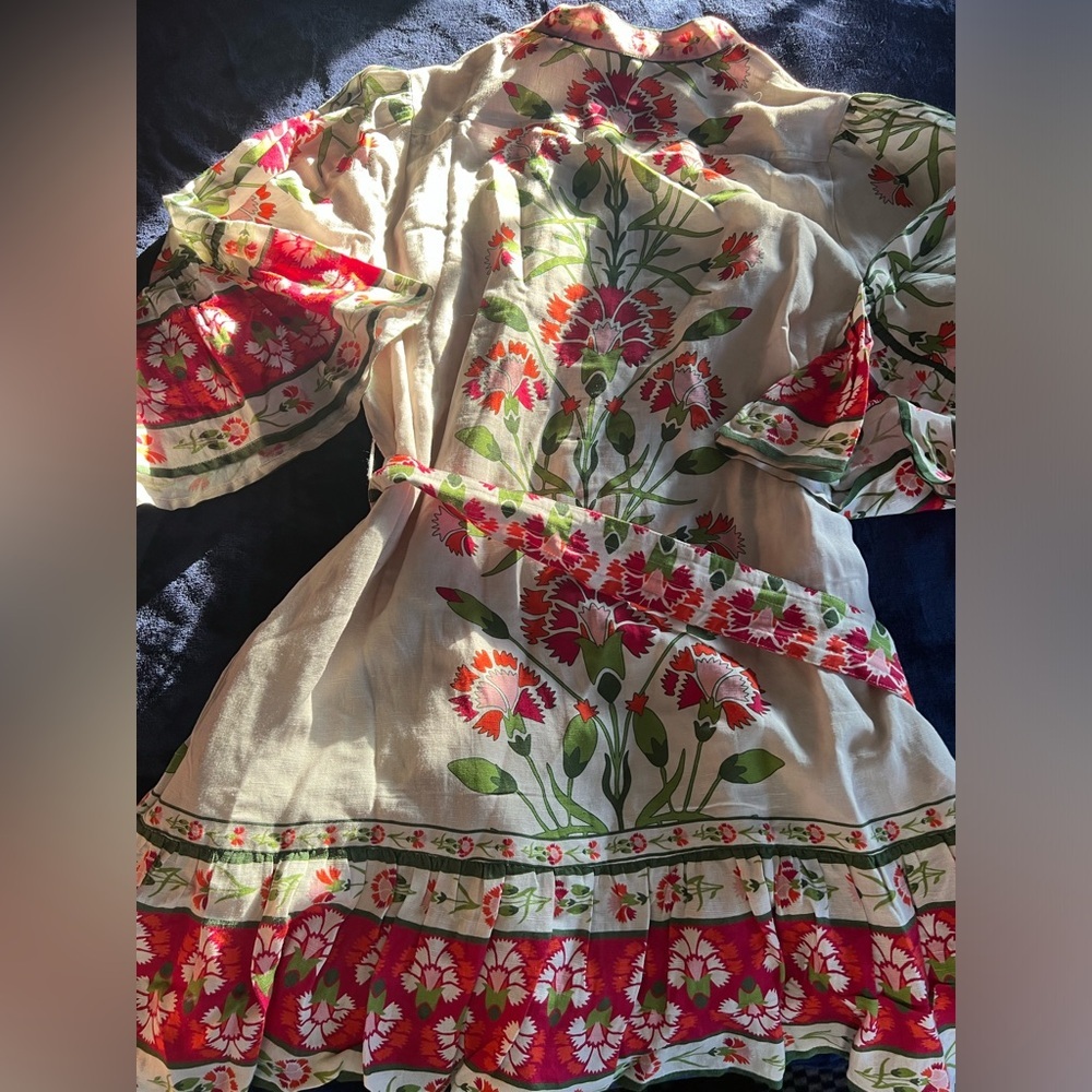Elizabeth James revolve Dress cottage Floral Design linen bohemian Anthropologie - Picture 7 of 10